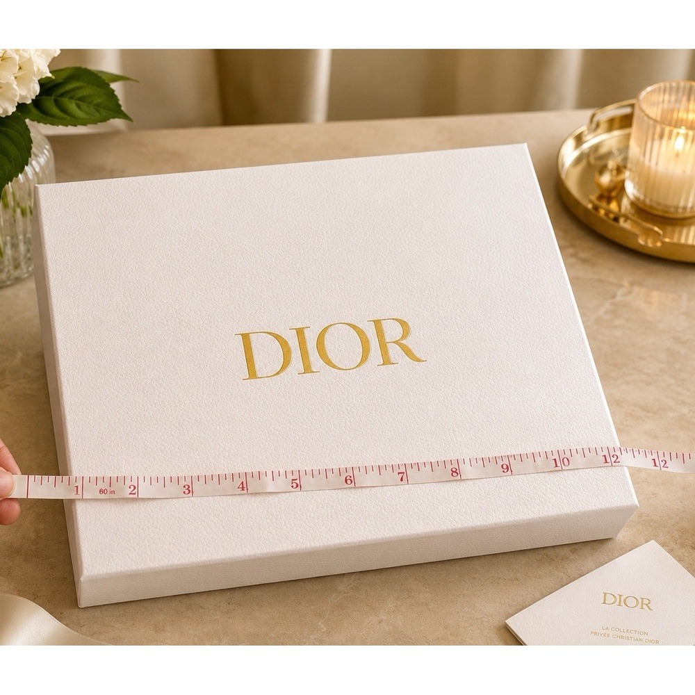Authentic Dior Empty Gift Box w/ Original Tissue Paper White Gold Logo 12x11